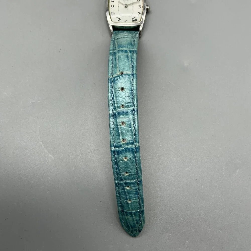 Timex T2E341 Womens Watch 22mm White Dial Blue Leather Band New Battery